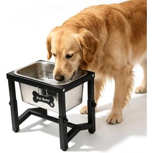 Metal Elevated Dog Bowls – 3 Adjustable Heights (9.2"-12") with 1.85GAL Stainless Bowl, Elevated Dog Bowls Medium/Large Breed, Elevated Dog Water Bowl, Neck & Joint Protection