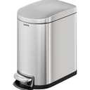 Garvee 1.6 gal / 6 L Stainless Steel Bathroom Trash Can with Lid, Slim Waterproof Garbage Can for Bedroom, Small Step-on Metal Trash Bin with Inner Bucket, Rear Handle, Soft Close Lid, Silver