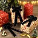 Janinka 12 Pcs 10 x 6 Inch Large Velvet Christmas Bows for Gift Wrapping Christmas Ribbon Bows Wrapping Accessory for Xmas Present Boxes Bouquet Basket Bottles Supplies(Black)