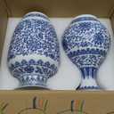 Maxcheck 2 Pcs 9 Inch Blue and White Vase Chinoiserie Vase Home Decor Vintage Ceramic Blue Vases Porcelain Flower Floral Vases Gift Decor for Living Room Home Office Bookshelf(Classic Style)