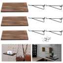 3 PCS Wooden Pegboard Shelves with 6 PCS Metal Pegboard Shelf Brackets Pegboard Hooks, Heavy Duty PegBoard Organizer Shelves, Pegboard Accessories for Craft Room, Home, Kitchen, Garage, Office