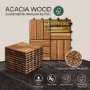 THYOI Acacia Wood Interlocking Deck Tiles (12" x 12"), Deck Flooring Outdoor Waterproof All Weather, Tiles for Patio, decking Tiles for Indoor and Outdoor use (Golden Teak 12S, 10 Pcs - 10 Square Ft)