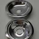 4-Piece Drip Pans Set - Compatible with GE Stoves - Chrome Finish Electric Stove Burner Drip Pans - 2 x 6inch, 2 x 8inch Stove Drip Pans - GE Stove Drip
