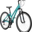 Schwinn Network 3.5 Hybrid Bike, Mens and Womens Bike, 21-Speed Hybrid Bicycle, Aluminum Frame, Suspension Seat, Alloy Linear Pull Brakes, Adult Bicycle, 15-Inch Frame