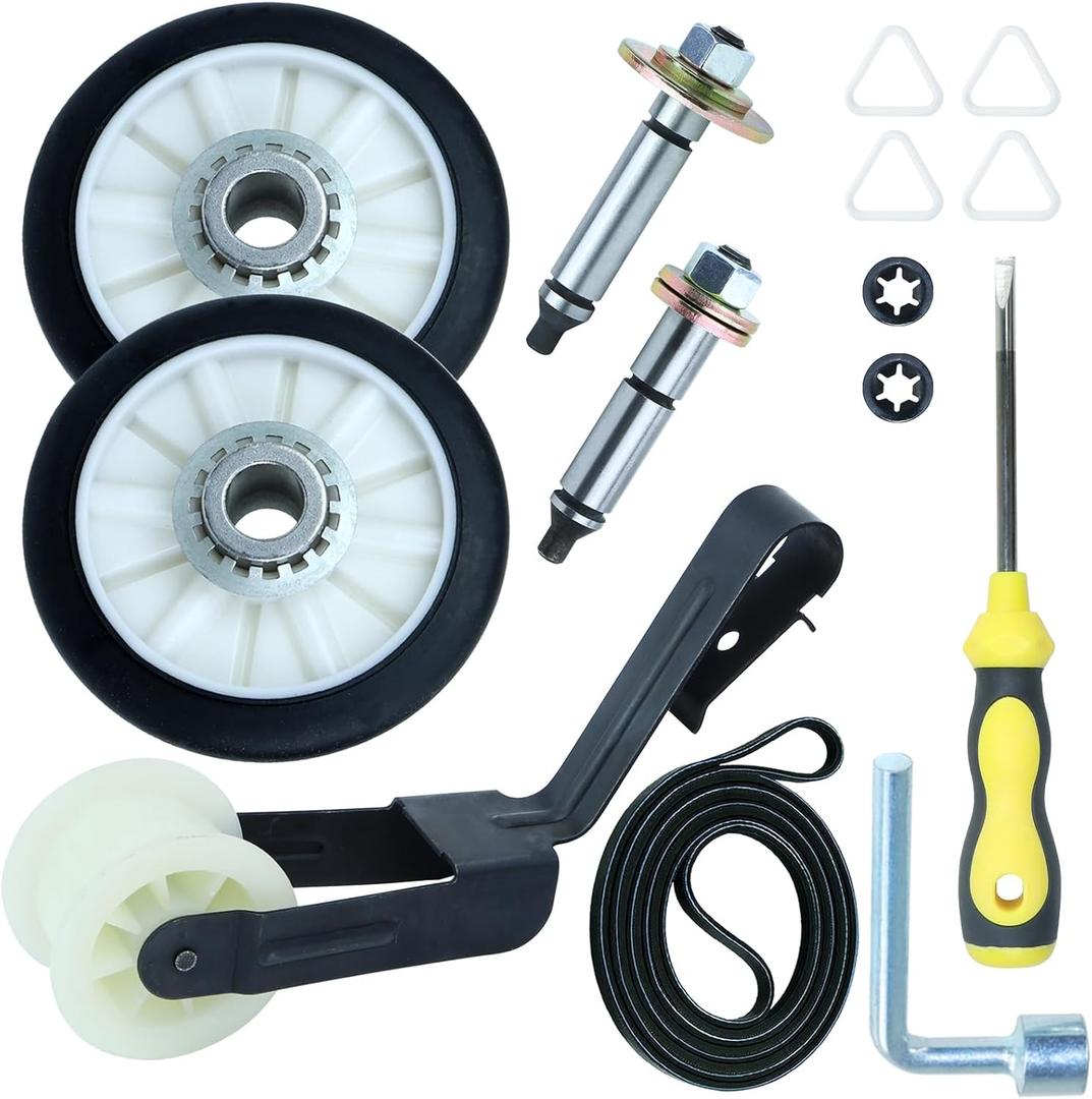 [Upgraded] 4392065 Dryer Repair Kit with 349241T Drum Roller Kit 691366 Idler Pulley 341241 Dryer Belt WPW10359269 and WPW10359270 Dryer Drum Shaft for Whirlpool Kenmore Maytag Dryers