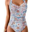 B2prity One Piece Swimsuit for Women Tummy Control Bathing Suits Ruched Slimming Swimsuit Push Up Tie Back Swimwear 2XL