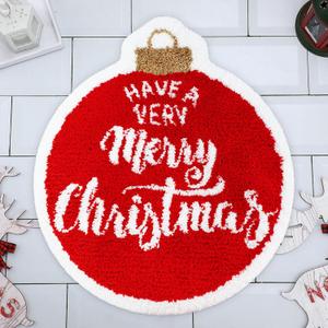 Ceenna Christmas Bathroom Rugs 22 x 26 Inch Red Round Non Slip Decorative Soft Bath Mat Absorbent Cute Christmas Bathroom Decor Washable Machine for Holiday New Year Home Floor
