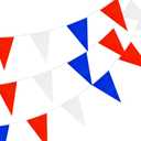 BEISHIDA 100ft 83pcs red White Blue Pennant Flags Banner,Reusable Bunting String Triangle Flags,Patriotic Theme New Year Party Decoration,Kids Birthday,Indoor and Outdoor Events