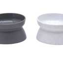 Kitty City Elevated Cat Bowls (Set of 2), Whisker-Friendly Raised Cat Food & Water Dishes, Modern Pedestal Design, Dishwasher Safe, 6.5 oz Each – White & Gray