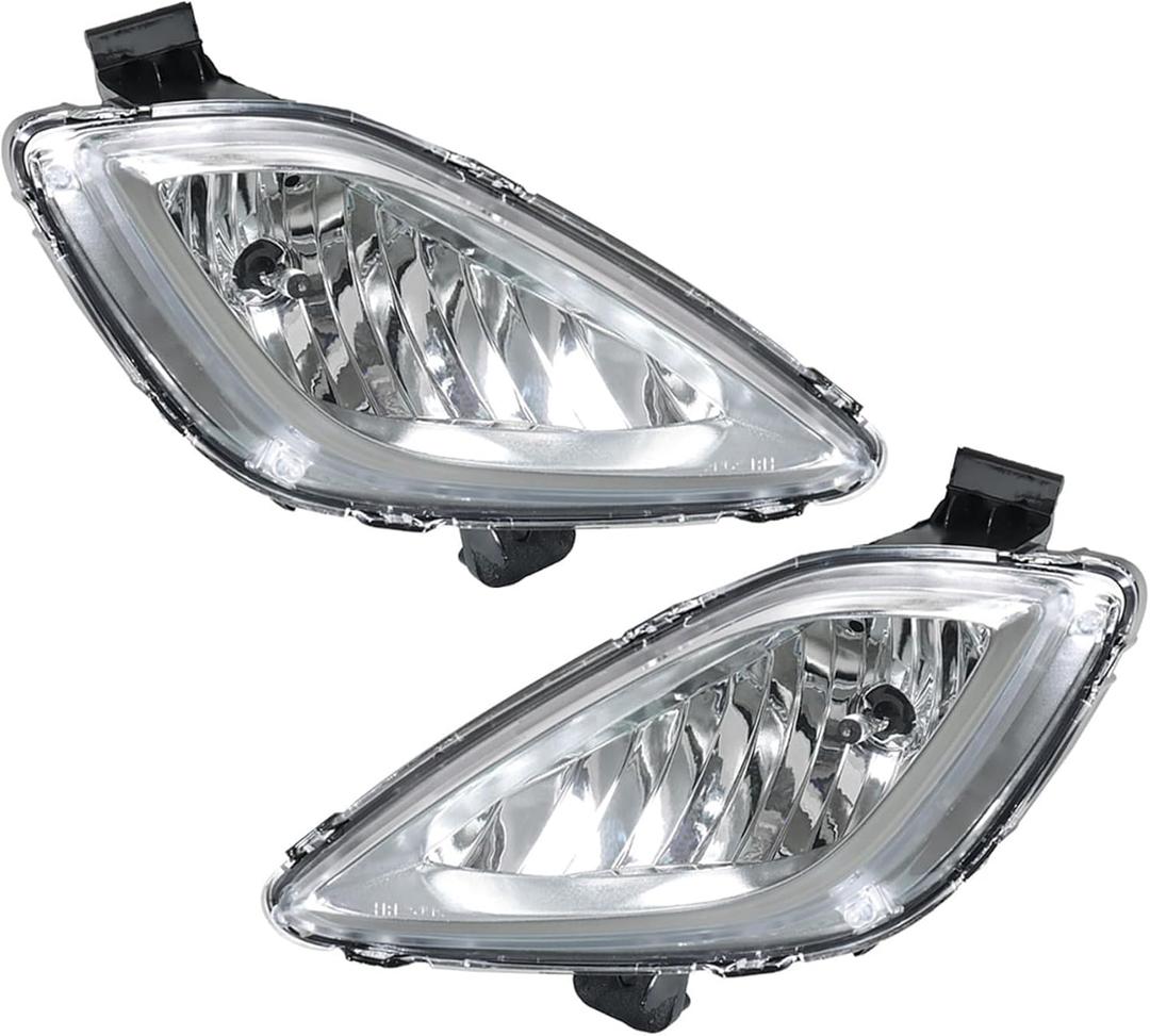WFLNHB 1 Pair Fog Lights Assembly Replacement for Elantra 2011-2013 Clear Lens with Bulbs Wiring Harness & Switch Front Bumper Driving Lamps Fog Lights Assembly (Driver & Passenger Side)