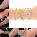 RUBYCA 30pcs Metal Cute Bow-Knot Connector Beads Crystal Inlay DIY Jewelry Making Bracelet Gold Tone