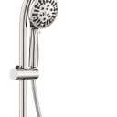 Retrofit 2-Way Shower Head Combo, 8-Function Rainfall Shower Head with 9 Setting Handheld Shower Combo, Adjust Slide Bar and Shower Arm, 2.5 GPM, Drill-Free Shower System, Brushed Nickel