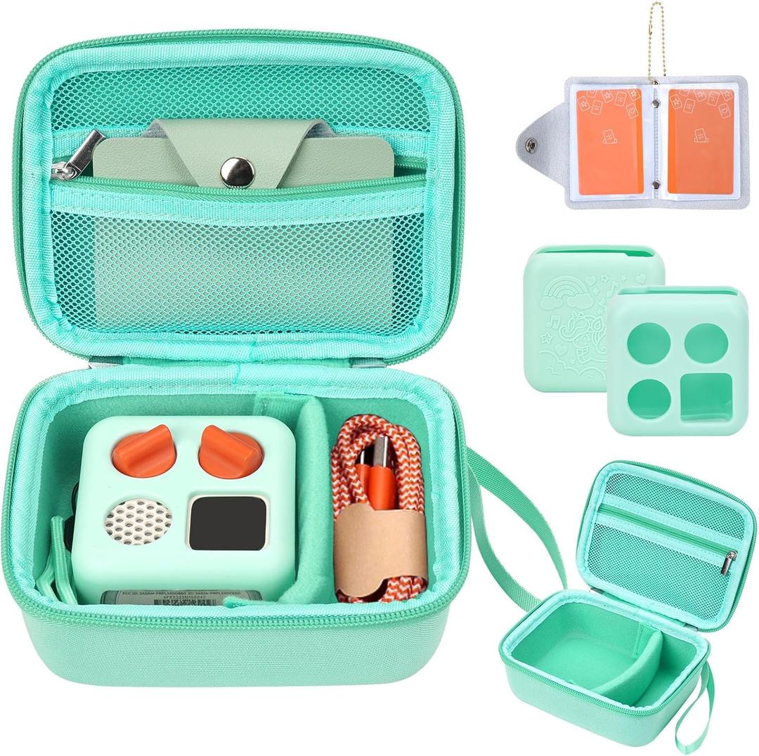 MGZNMTY Travel Storage Case and Thicken Silicone Cover Compatible with Yoto Mini Player - Kids Audio & Music Player and Card Holder for Yoto Card Hold Up to 10 Cards (Green)
