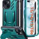 FNTCASE for iPhone 15 Phone Case: for iPhone 13 & 14 & 16e Case Military Grade Shockproof Protection Hard Phonecase - Dual Layer Matte Textured Drop Proof Rugged Protective Cover - 6.1 Inch Green