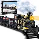 Shemira Christmas Train Set, Train Toys for Boys Girls,Toy Train with Light Smoke and Sound, Steam Train Set for Around Christmas Tree, Toys Gifts for 3 4 5 6 7 8+ Year Old Kids (Carbon Black)
