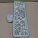 Wireless Keyboard and Mouse Combo, Colorful Ergonomic Full Size Retro Low-Noise Keyboard with Cute keycaps, Compatible with Windows, PC, Perfer for Home and Office Keyboards (Blue)