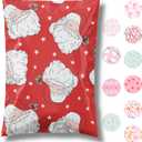 14.5x19 Christmas Holiday Designer Poly Mailers 100 Pack Heavy Duty Waterproof Self Seal Shipping Bags Large Mailing Envelopes Bulk Tear Resistant Cute Packaging Red Santa