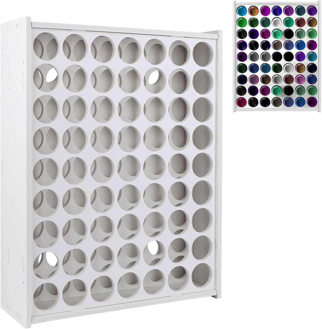 Acrylic Paint Organizer Craft Paint Storage Organizer for Apple Barrel, Folkart,2oz Craft Paints, Wall-mounted-63Holes