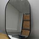 32" x 20" Black Oval Wall Mirror, Capsule Extendable Swivel Bathroom Vanity Makeup Mirror, 360 Rotation Folding Extendable Arm Vanity Mirror for Wall Shower Shaving
