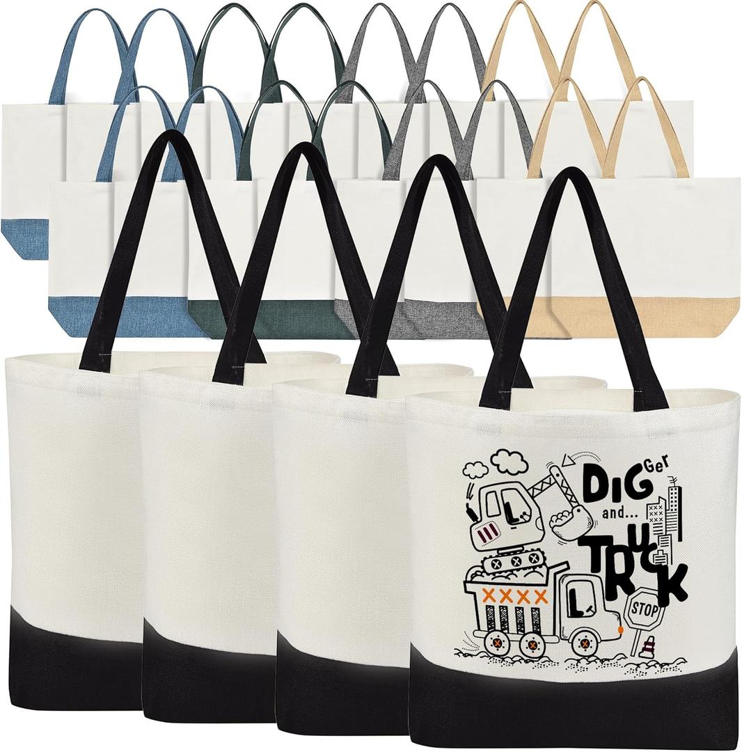 Sublimation Tote Bags Blanks Bulk, Polyester Tote bag for Sublimation, Reusable Widened Washable Canvas Bags for DIY Craft (Colorful - 20 -1)