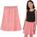 Girls Knee Length Pleated A-Line Skirt with Pull On Elastic Waist for Kids Rainbow Black Midi Skirt 3-12 Y
