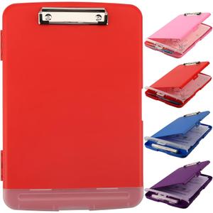 SFLHHDM Clipboard with Storage, Clip Boards 8.5x11, Plastic Clipboards with Pen Holder, Clip Board with Storage Compartments, Nurse Clipboard with Storage for Classroom, Student, Teacher (Red)