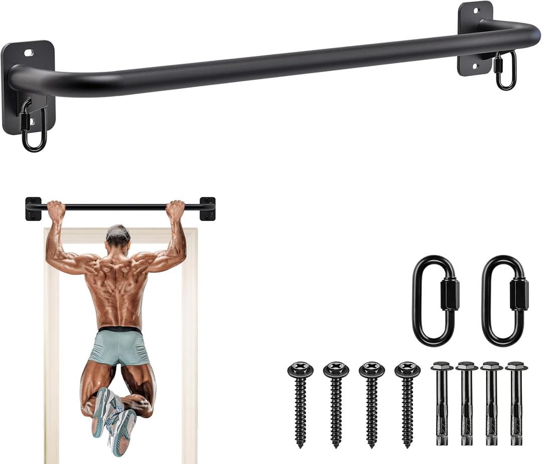 SELEWARE Heavy Duty Welded Pull Up Bar, Versatile Doorway Wall Mount, Joist Mounted, and Ceiling Mounted Chin Up Bars, Thick Metal Sturdy Construction for Full Body Workouts Support 500 lbs