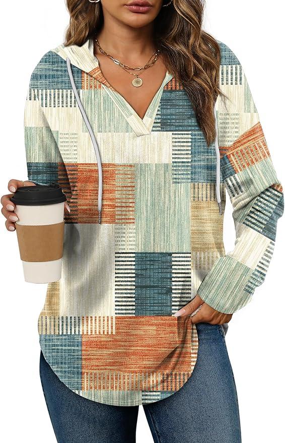 Bofell Womens Fashion Tops Hoodies for Women Pullover Oversized Sweatshirts Long SLeeve Shirts Loose Fit, M