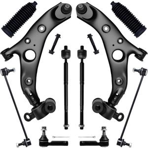 AUQDD 10Pc Front End Suspension Kit Fit For 2013-2016 Ma-zda CX-5, 2 Lower Control Arm w/Ball Joint 2 Sway Bar Link 4 Inner Outer Tie Rod End (# CMS761184 K80296 EV801073 ES801390)