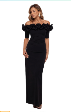 Xscape Women's Long Off The Shoulder Scuba Crepe Dress, Size 12