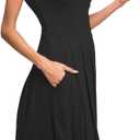 AUSELILY Women's Sleeveless Dresses for Women 2025 Pleated Loose Swing Knee Length Dress with Pockets (Black, XXL)