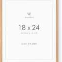 18x24 Poster Frame, Solid Oak 18x24 Poster Frames Matted to 16x20, 24x18 Natural Wooden Frame Horizontal or Vertical Wall Mounting, Set of 1