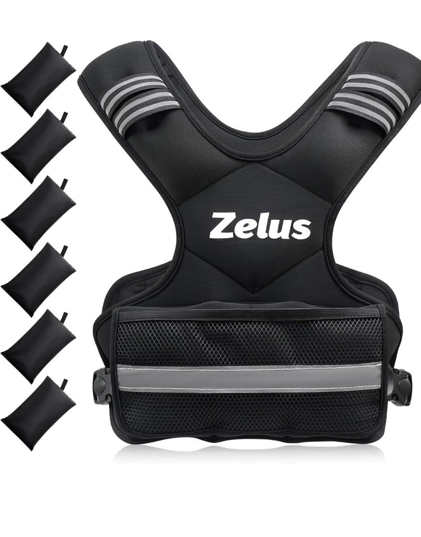 ZELUS Weighted Vest for Men and Women 11-20lb Vest with 6 Ironsand Weights for Home Workouts | Adjustable Body Weight Vest Exercise Set for Cardio and Strength Training