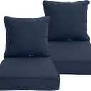 Deep Seat Cushion 24x24 2 Set (4 Pcs) for Outdoor Furniture, Water Repellent Fade Resistant Patio Cushions for Sofa, Chair, Lounge