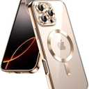 JETech Magnetic Case for iPhone 16 Pro Max 6.9-Inch, Camera Lens Full Protection, Compatible with MagSafe Wireless Charging, Shockproof Electroplated TPU Soft Clear Phone Cover (Desert Titanium)