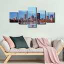 5 Pieces Canvas Art Wall Decor Rochester New York Skyline Bedroom Wall Art Pictures for Living Room USA Downtown Cityscape Wall Painting Modern Wall Art Stretched and Framed Ready to Hang 50"Wx24"H