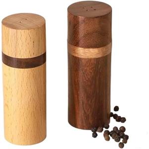 Wooden Salt & Pepper Shaker Set of 2 | Premium Oak & Rosewood | Tabletop Spice Shakers for Dining Table & Kitchen