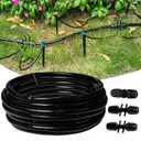 50 FT 1/2 Inch Drip Irrigation Tubing Main Drip Line Hose Tube for Garden Watering Landscape Irrigation System (Includes 2 Pack 6-Way Connector and 1/2" Straight Connector)