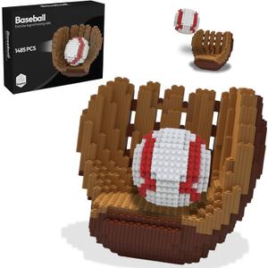 Baseball 3D Building Block Set - Ball and Gloves - Educational Toy - Perfect for Ages 14 15 16 Years and Above - Challenging, Creative Fun and Skill-Building - 3D Instruction (1485 PCS)