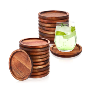 Gejoy 20 Pcs Wooden Coasters for Drinks 5 Inch Natural Stackable Acacia Wood Round Coasters Bulk for Coffee Tabletop Protection for Kinds of Cups Housewarming Gifts Home Bar Table Decor