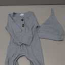 Infant Boys Girls Clothes Set Newborn Baby Romper Hat Ribbed Knit Long Sleeve Button Solid Bodysuit Jumpsuit, 0-6M