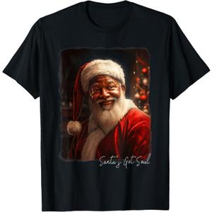 Christmas Costume Warm African American Santa T-Shirt Large