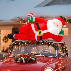 Soulchen 5 ft Christmas Car Decoration Inflatable Santa Claus Car Roof Outdoor Decoration Christmas Blow up Yard Decor with Built-in LEDs for Xmas Holiday The Top of Truck Decor