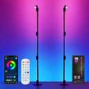 Corner Floor Lamp - 2 Pack Black RGB LED Floor Lamp with Music Sync and 16 Million DIY Colors, App & Remote Control, Color Changing Modern Smart Corner Lamp for Bedroom Living Room