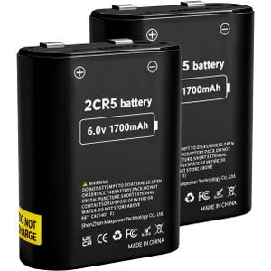 Replacement 2CR5 Batteries, (New Upgraded) 1700mAh 6 Volt Photo Battery for 2CR5M 5032LC DL245 EL2CR5 KL2CR5 RL2CR5, 2-Pack