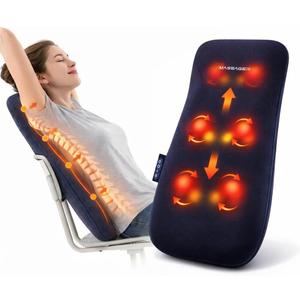 Back & Neck Massager with Heat for Pain Relief, FSA Full-Length Rolling Massage Cushion for Upper & Lower Back, 3 Modes, 2 Heat Levels, 15-Min Auto-Off, Slim Lumbar Support, HSA Eligible