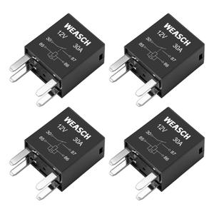 4 Pack 4-Pin High Power Relay, DC 12V 30A, Compatible 301-1A-C-R1-U03 12088567 15328866 8866 8567 13500114 GM Equipment Black Multi-Purpose Relay Fuel Pump Relays (4, 4-Pin)