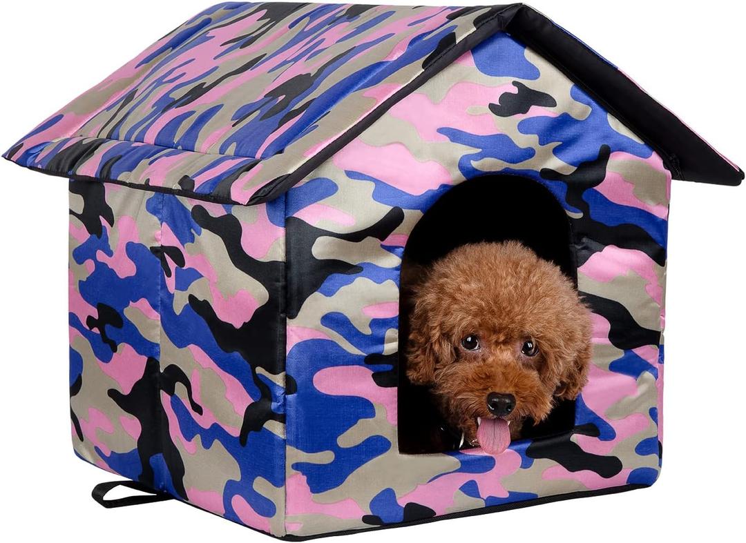 Outdoor Cat Houses Pet Dog Houses for Small Dogs, Outdoor Cat House Waterproof and Warm, Weatherproof Oxford Cloth Cat Kennel House, Wild Cat House Pet Shelter, Medium