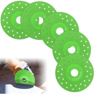 Lothee 5 Pcs Rock Slab Grinding Disc, 4.5 Inch Glass Cutting Disc for Angle Grinder, 1mm Thin Grinding Cutting Blade, Ceramic Tile, Marble Edge Trimming, Wide fine Sand Sweeping Saw Blade (Porous)