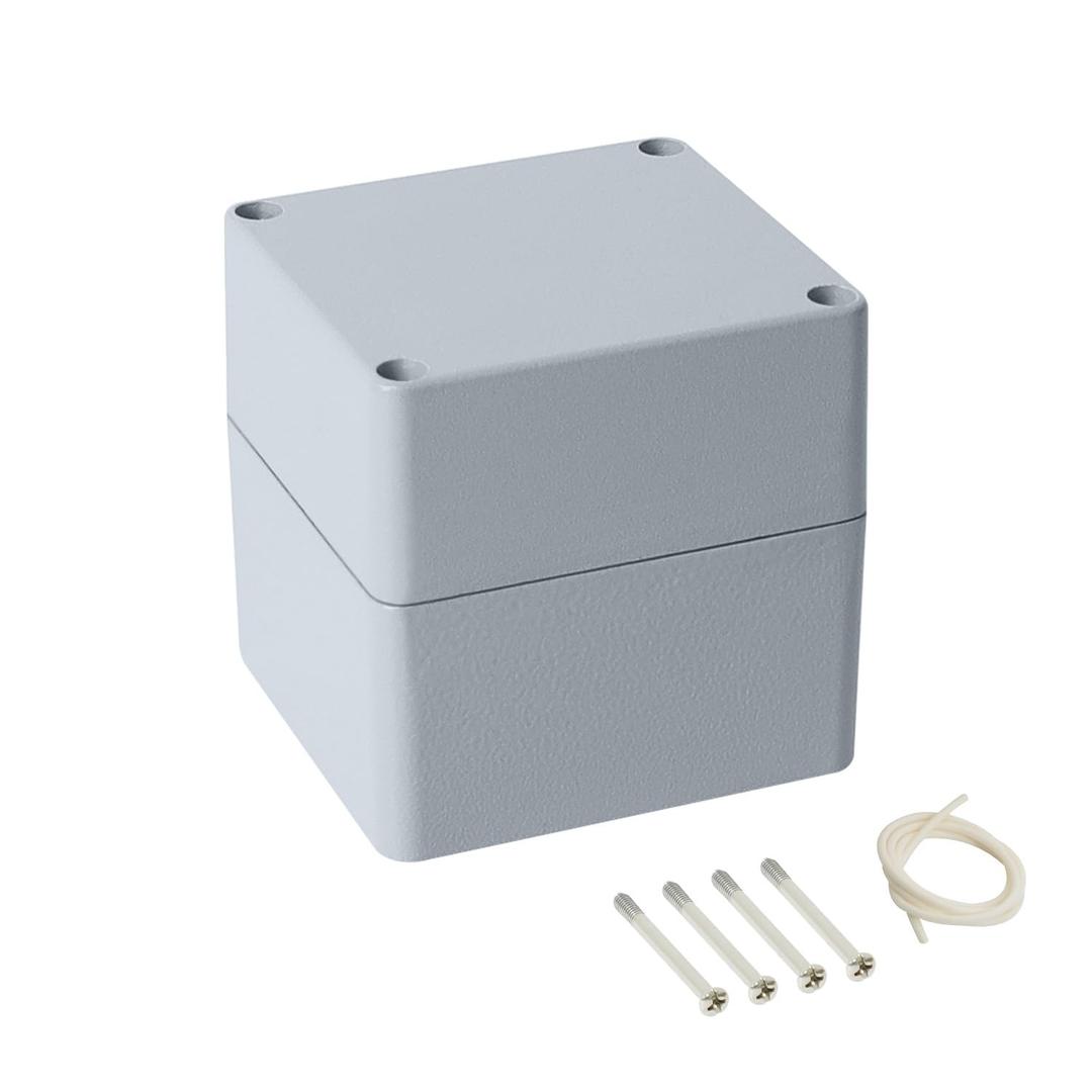 LeMotech Aluminum Alloy Metal Junction Box IP67 Waterproof Dustproof Small Electrical Box Outdoor Universal Enclosure Grey 3.1x2.9x3.1in (80x76x80mm)